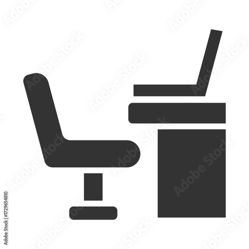 Desk Icon Glyph Style. Vector Illustration Design