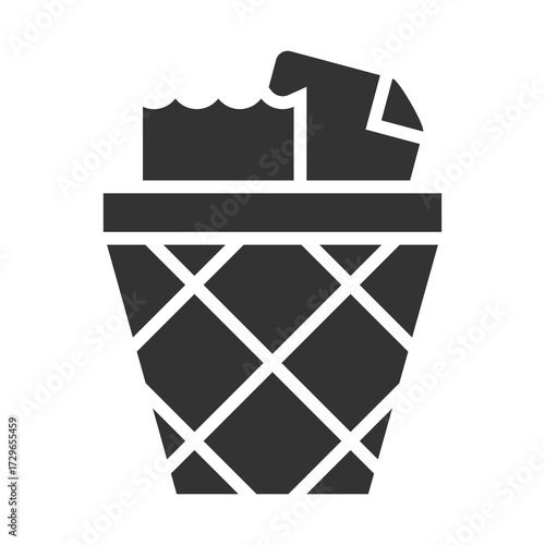Waste Basket Icon Glyph Style. Vector Illustration Design