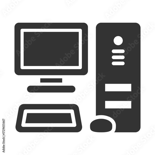 Computer Icon Glyph Style. Vector Illustration Design