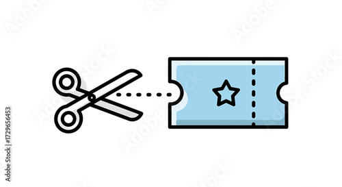 Cutting Ticket with Scissors