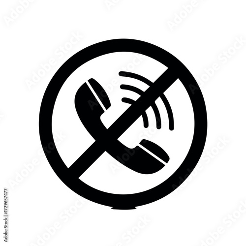 No phone calls vector icon representing silence mode and communication restriction for quiet zones and meetings
