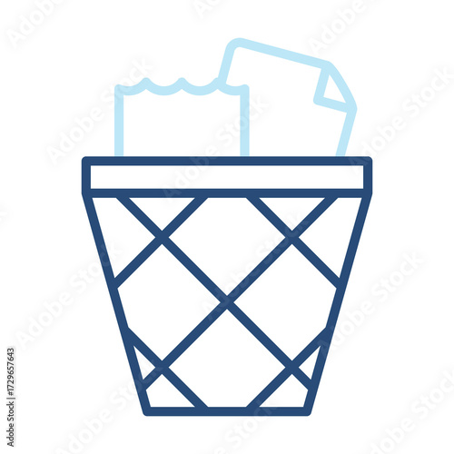 Waste Basket Icon Color Outline Style. Vector Illustration Design