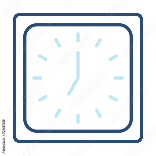 Wall Clock Icon Color Outline Style. Vector Illustration Design