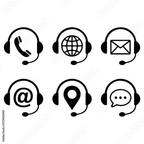 Customer service support contact center helpdesk communication icons vector illustration for website and app 100