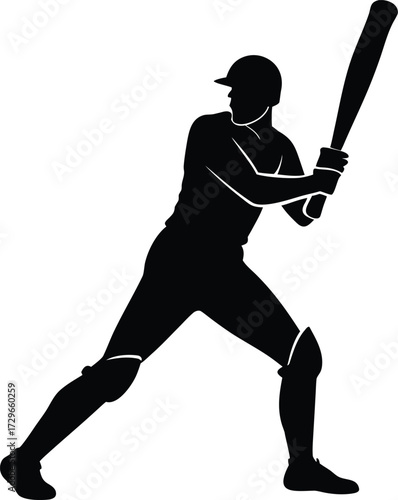 Cricket Player Silhouette Sports Action Illustration