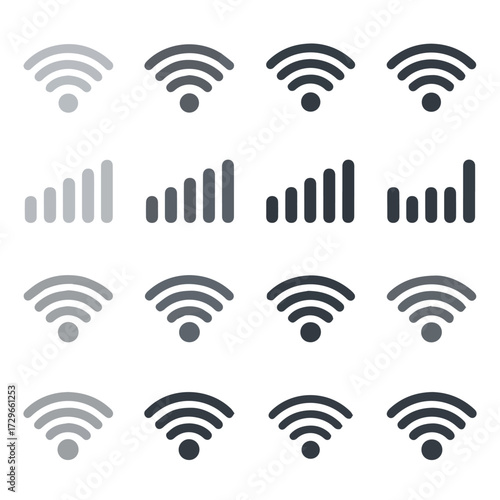 Wifi signal strength indicator icons vector illustration for wireless connection and network technology use
