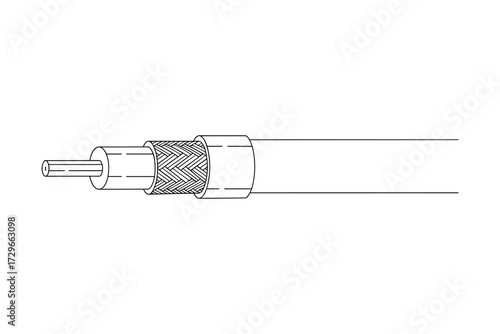 Coaxial cable illustration displaying internal components, essential for networking