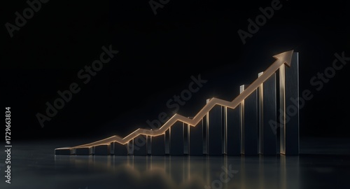 Growth chart with arrow pointing upward