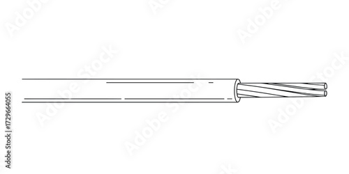 Depiction of a Single Conductor Electrical Wire Featuring Stranded Core Detail