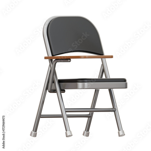 Study Chair With Gray Cushion And Metal Frame On Transparent Background An Elegant And Practical Seating Solution For Students