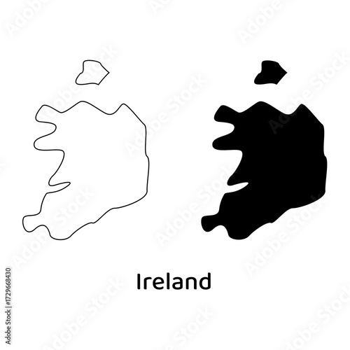 Simple silhouette of ireland suitable for travel brochures, educational materials, presentations, and cultural projects requiring a minimalist design element.