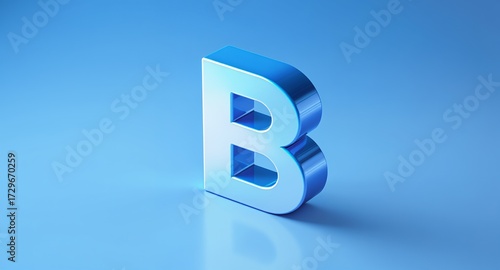 3D Blue Letter B on a Soft Blue Background
