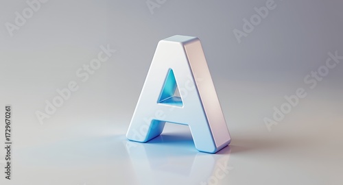 3D Letter A - Glossy Blue and White Alphabetical Symbol - Isolated on a Clean, Gradient Background