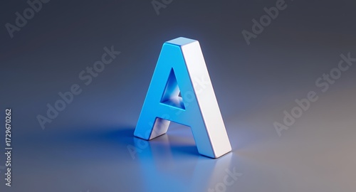 3D Letter A Blue and White Design on Gradient Background