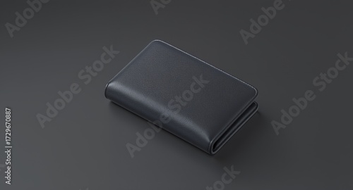 A Dark Grey Leather Wallet on a Dark Background