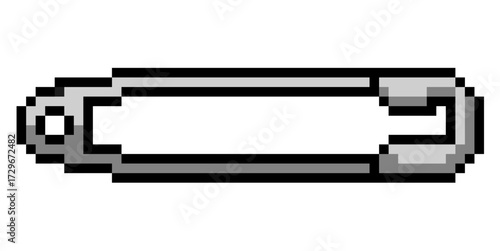 Pixel safety pin vector. Perfect for fashion, sewing, and security themes. A modern, digital icon that blends a classic tool with a pixelated, technology-inspired look.