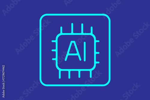 AI Badge Icon.certified technology icon. suitable for websites, applications, user interfaces, printables, etc. line icon style, dark blue color combination. simple editable vector design