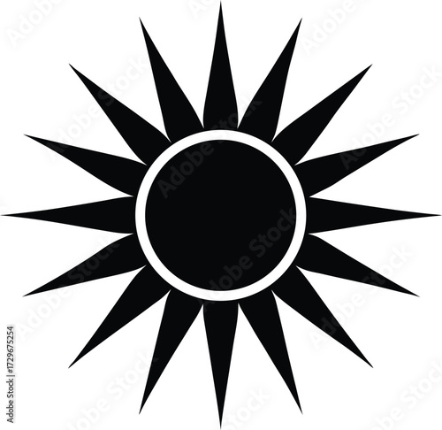 Abstract vector illustration of a sunny summer flower icon, a yellow and orange sun symbol with a floral ornament design