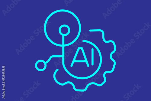 AI Notebook Icon.documentation icon. suitable for websites, applications, user interfaces, printables, etc. line icon style, dark blue color combination. simple editable vector design