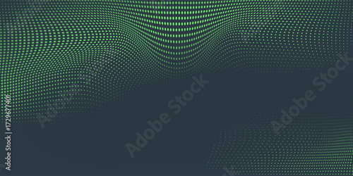 Abstract rounded dashes halftone pattern dark background. Turqoise abstract design. With mesh effect dotted.