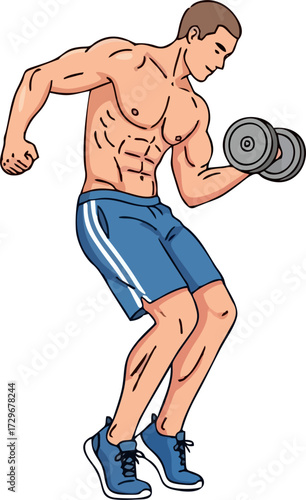 body builder. sporty men. men on sport. gym. fitnes. diet. strong men with burble. on fire men. healthy activity. flat illustration