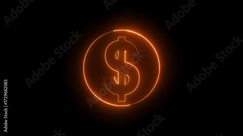 Wallpaper Mural Glowing light neon dollar icon animation us currency business money us coin wealth finance profit cash circle us dollar payment . Torontodigital.ca