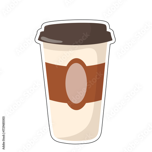 Takeaway Coffee Cup With Sleeve For Autumn Mornings – Cozy Beverage Cartoon Icon
