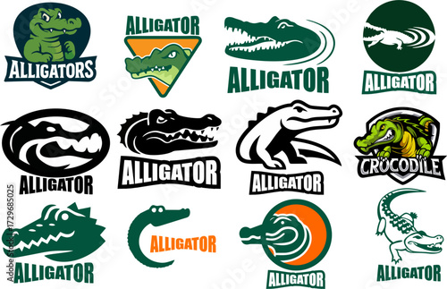 Vector of Alligator Logo  design on white background. Wild Animals. Reptile.  Crocodile Logo Easy editable layered vector illustration.