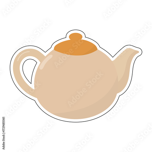  Beige Teapot With Lid For Autumn Tea Time – Cozy Kitchen Cartoon Illustration