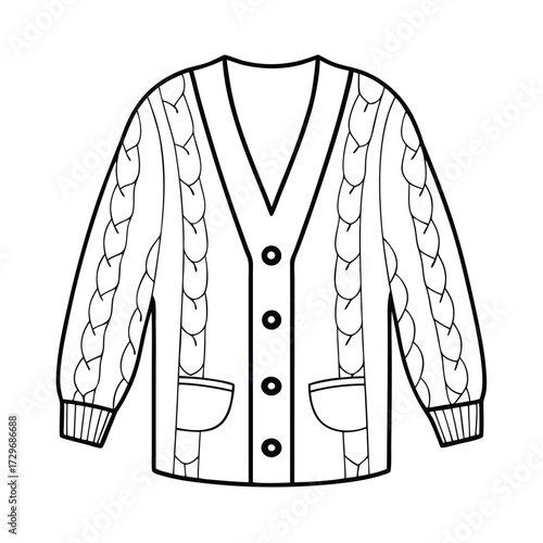 Cable knit cardigan with pockets knitwear v-neck