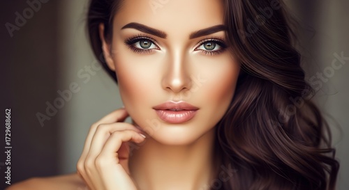 Wallpaper Mural Beautiful woman with dark hair and makeup. Torontodigital.ca