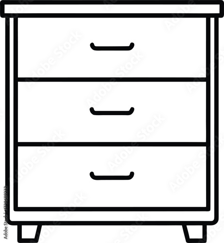 An isolated wooden chest of drawers with open handles for business storage