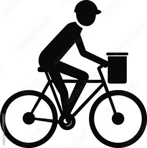 Bicycle Courier Silhouette Vector Art Illustration