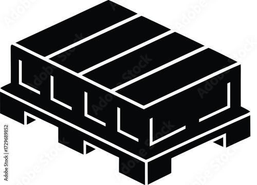 Cargo Pallet With Net Silhouette Vector Art Illustration