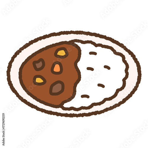 手書き風の単品アイコンイラスト　食べ物　カレー