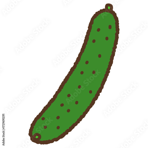 手書き風の単品アイコンイラスト　野菜　きゅうり