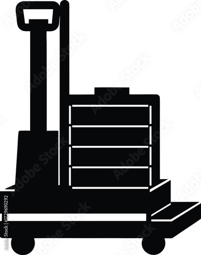 Electric Pallet Stacker Silhouette Vector Art Illustration