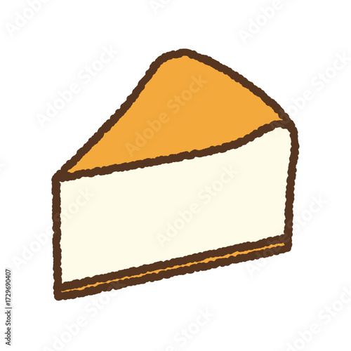 手書き風の単品アイコンイラスト　食べ物　チーズケーキ