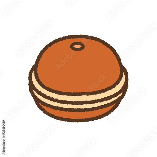 手書き風の単品アイコンイラスト　食べ物　どら焼き