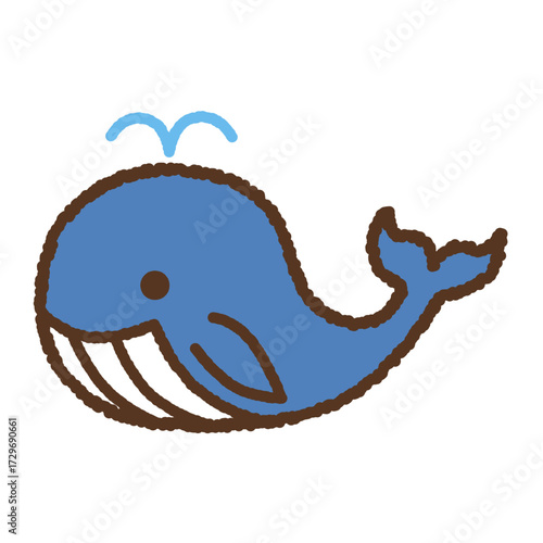 手書き風の単品アイコンイラスト　動物　鯨