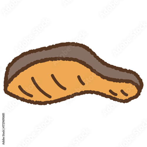 手書き風の単品アイコンイラスト　料理　焼きシャケ