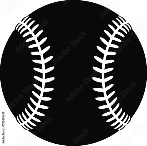 Black baseball with white stitching sport game