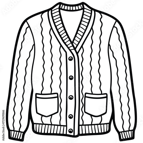 Knitted cardigan with pockets and buttons v-neck ribbed cuffs