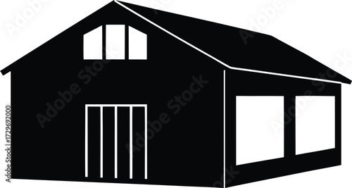 Logistics Warehouse Building silhouette vector art illustration