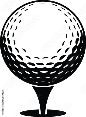 Golf ball on tee silhouette sport game