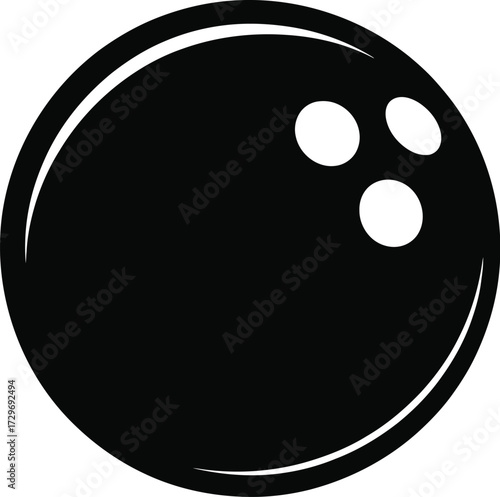 Black bowling ball with white finger holes sport