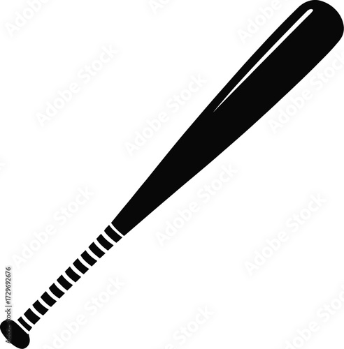 Black baseball bat silhouette sports equipment vector