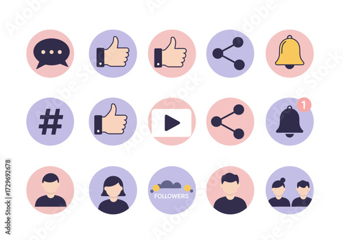 Dynamic social media icons and user profiles create engaging online connections for modern digital communication and engagement strategies