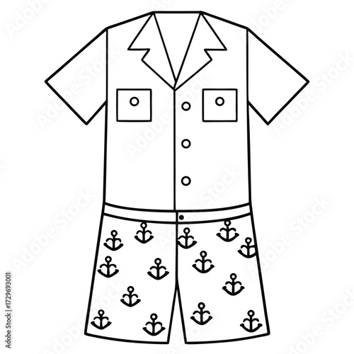Short sleeve shirt and shorts with anchor pattern nautical
