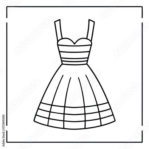 Striped bodice flared skirt dress clothing fashion